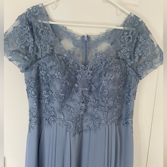 Azazie Elegant Blue Lace Wedding Dress - Picture 7 of 11